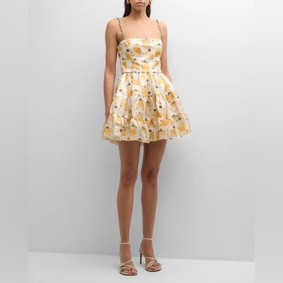 Agua by Agua Bendita Lima Bisuteria Mini Dress Hand-Embroidered - Picture 4 of 12